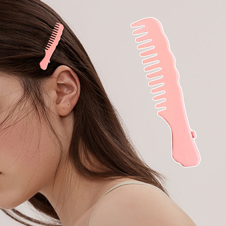 Bangs Clip Creative Design Comb Shape Solid Color Non-slip Smooth Edge Fix Hair Portable Cartoon Sweet Style Side Clip Image 9