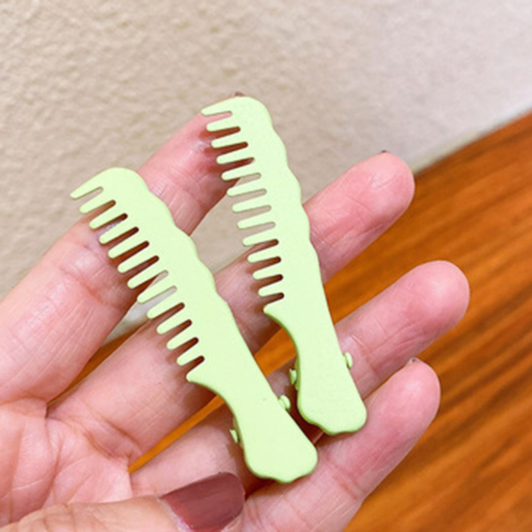 Bangs Clip Creative Design Comb Shape Solid Color Non-slip Smooth Edge Fix Hair Portable Cartoon Sweet Style Side Clip Image 11