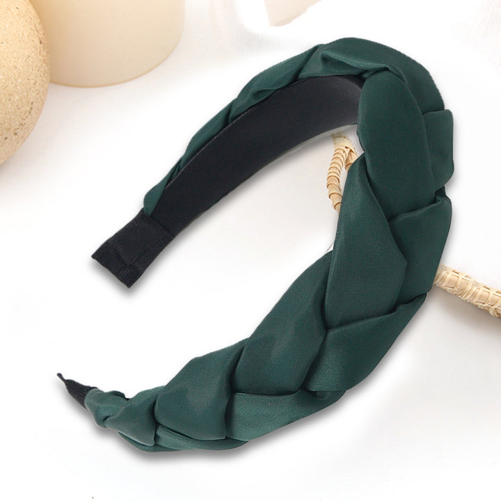 Women Headband Solid Color Elastic Anti-slip Elegant Braid Fix Hair Stable Stable Soft Touch Hair Hoop Head Accessories Image 9