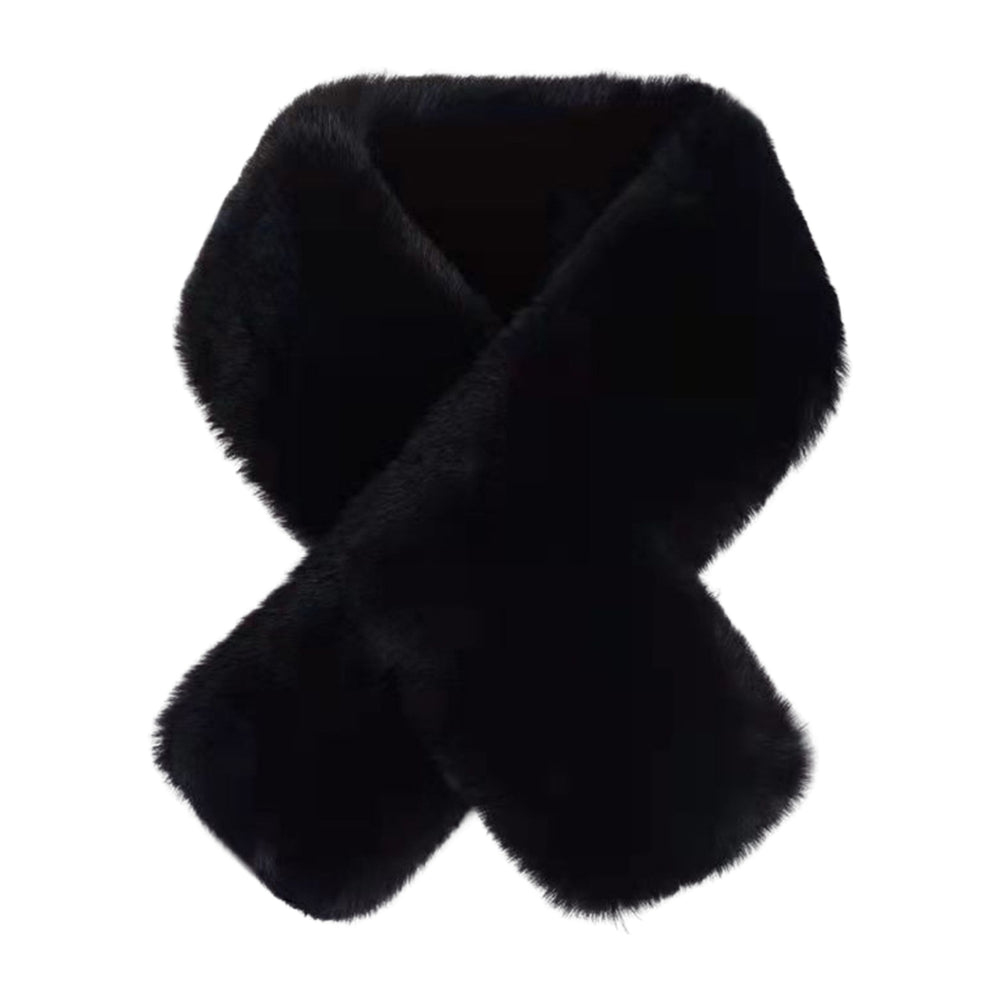 Cross Scarf Faux Rabbit Fur Thickened Soft Cozy Plush Cold Resistant Solid Color Autumn Winter Women Neck Warmer Collar Image 2