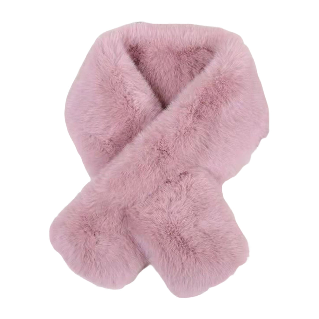 Cross Scarf Faux Rabbit faux Thickened Soft Cozy Plush Cold Resistant Solid Color Autumn Winter Women Neck Warmer Collar Image 4
