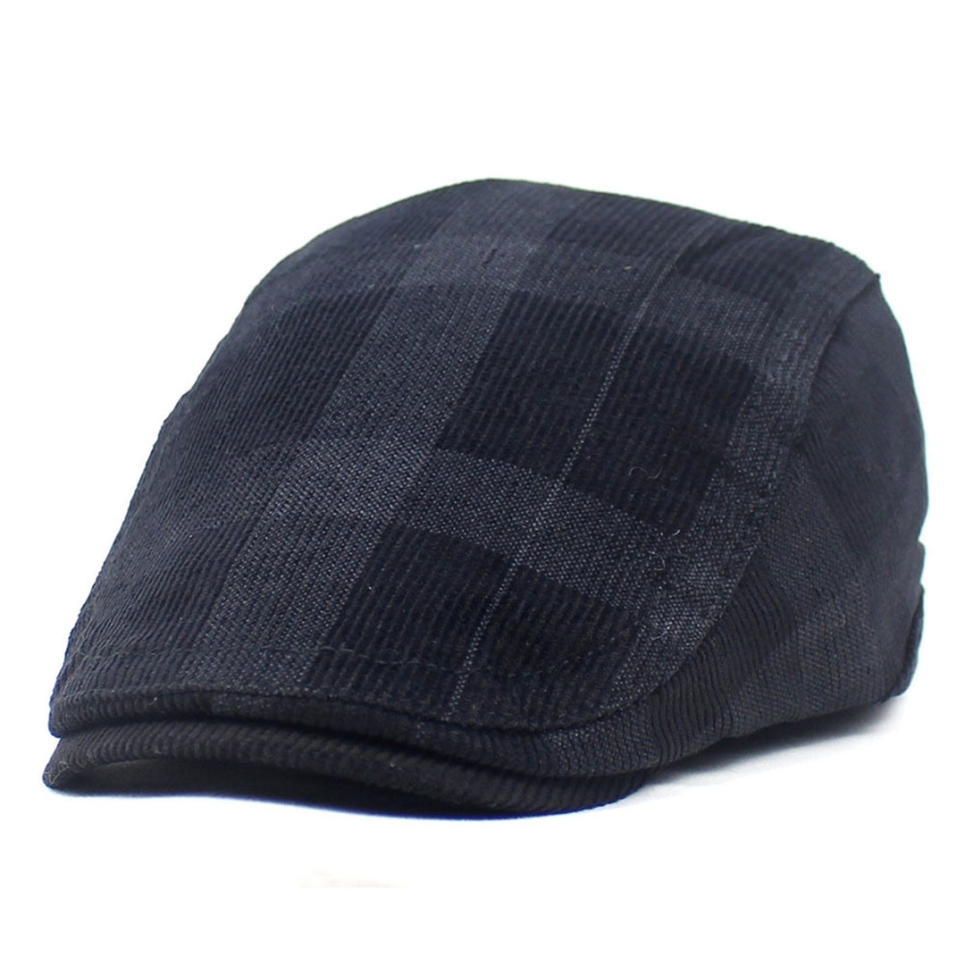 Newsboy Cap Retro Plaid Thick Soft Breathable Keep Warm Comfortable Autumn Winter Men Beret Flat Hat for Hunting Image 1