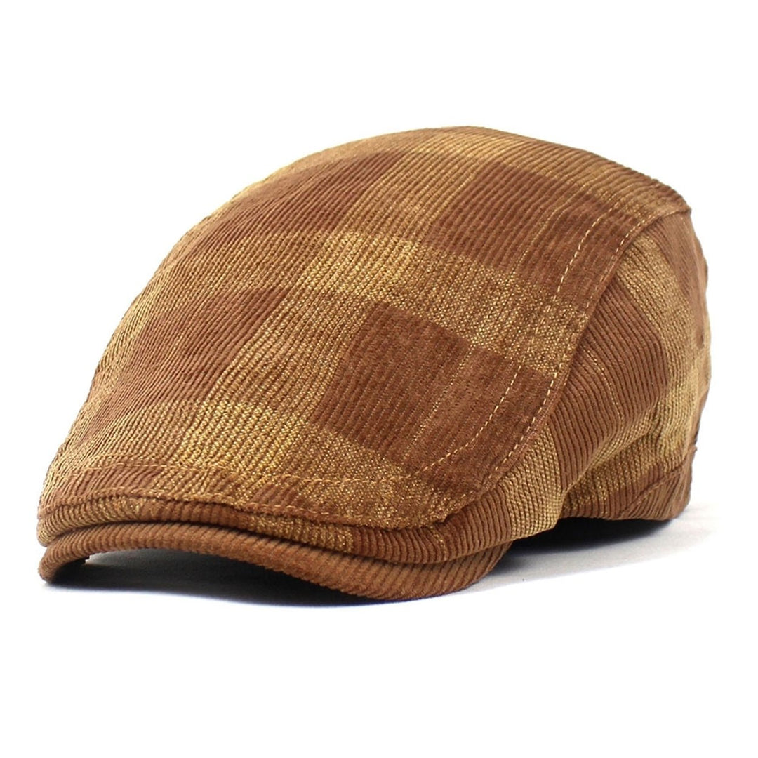 Newsboy Cap Retro Plaid Thick Soft Breathable Keep Warm Comfortable Autumn Winter Men Beret Flat Hat for Hunting Image 1