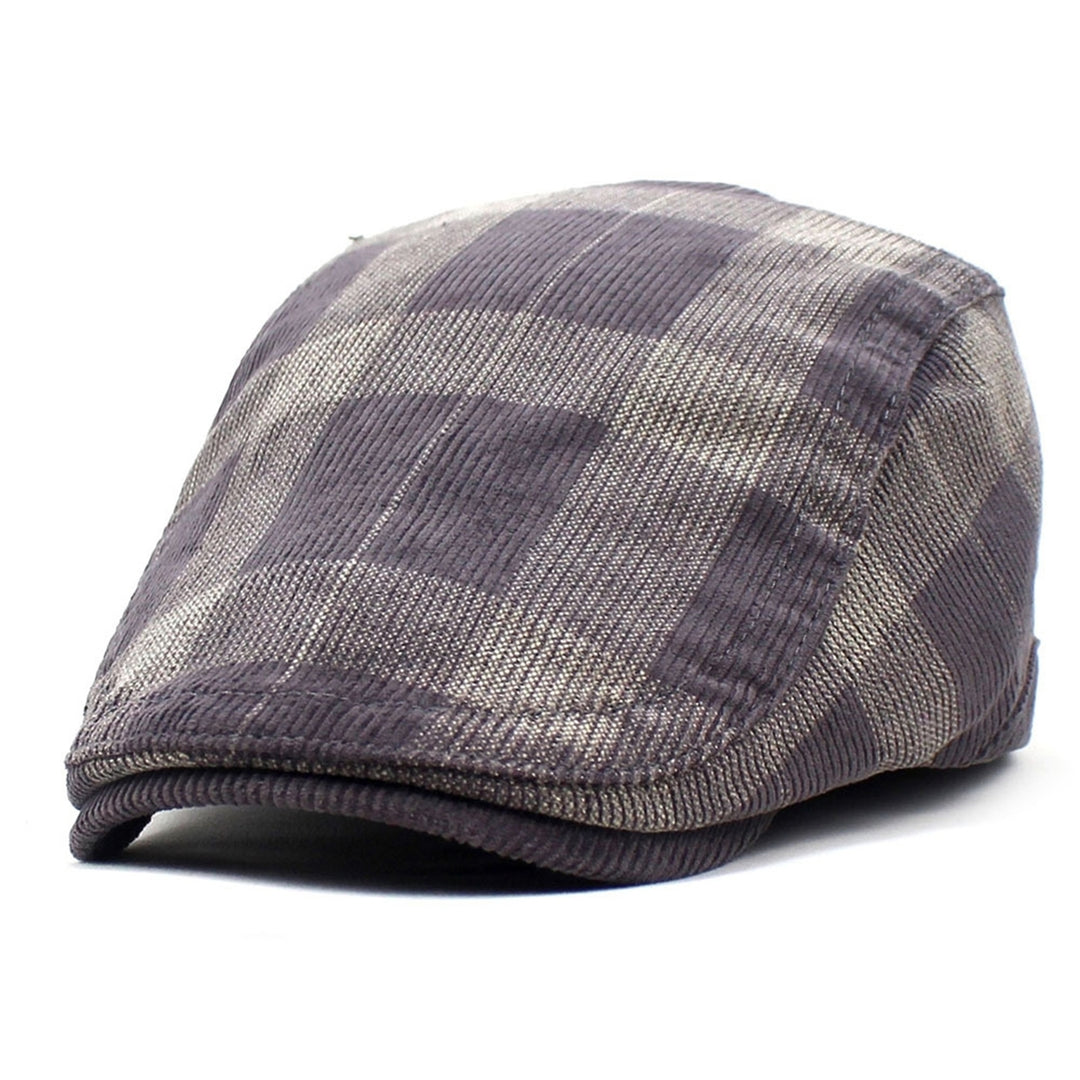 Newsboy Cap Retro Plaid Thick Soft Breathable Keep Warm Comfortable Autumn Winter Men Beret Flat Hat for Hunting Image 4