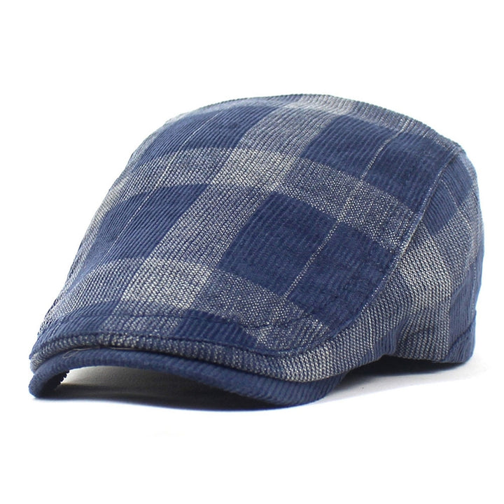 Newsboy Cap Retro Plaid Thick Soft Breathable Keep Warm Comfortable Autumn Winter Men Beret Flat Hat for Hunting Image 1