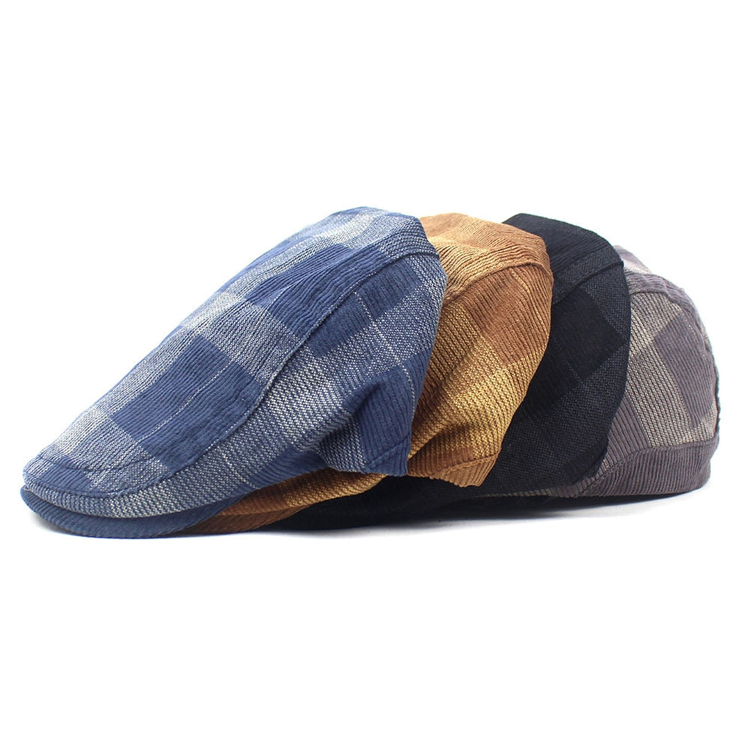 Newsboy Cap Retro Plaid Thick Soft Breathable Keep Warm Comfortable Autumn Winter Men Beret Flat Hat for Hunting Image 11