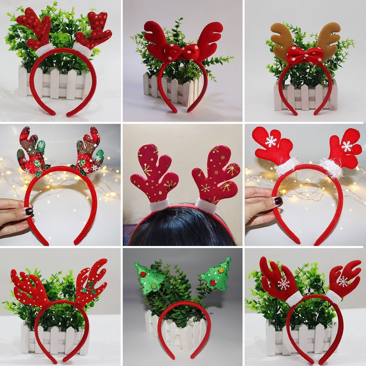 Christmas Headband Festive Decorative Lightweight Xmas Santa Elk Antlers Children Adults Hairband for Party Image 1