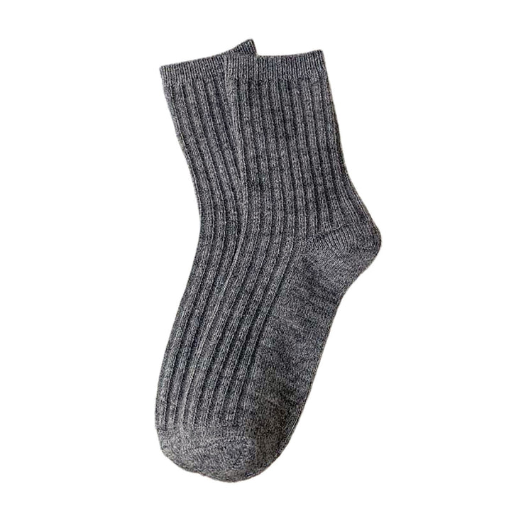 1 Pair Mid Calf Socks Stretchy Soft Sweat Absorbing Non-slip Comfortable Keep Warm Solid Color Winter Thermal Women Image 10