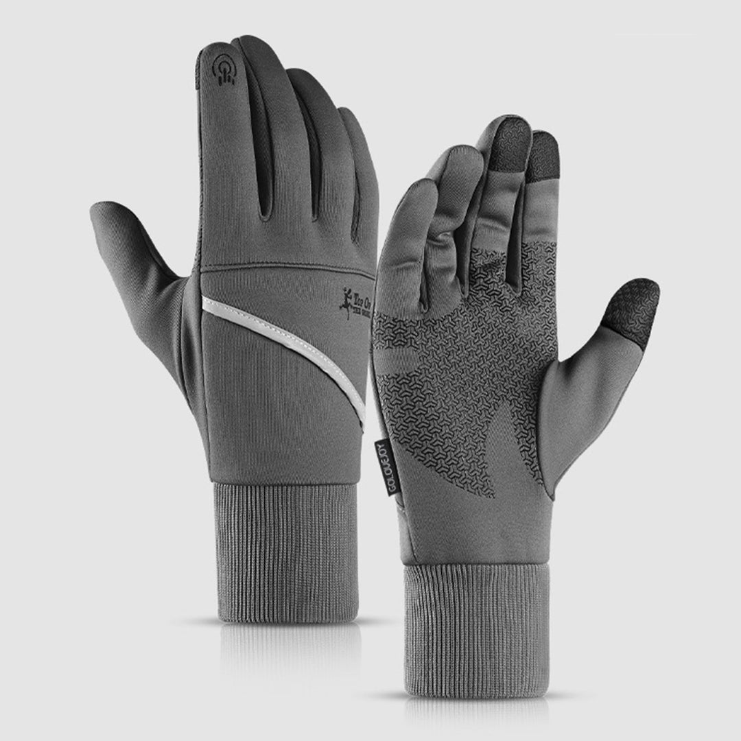 1 Pair Plush Lining Ribbed Cuffs Reflective Strip Men Gloves with Storage Bag Winter Windproof Touch Screen Non-slip Image 10