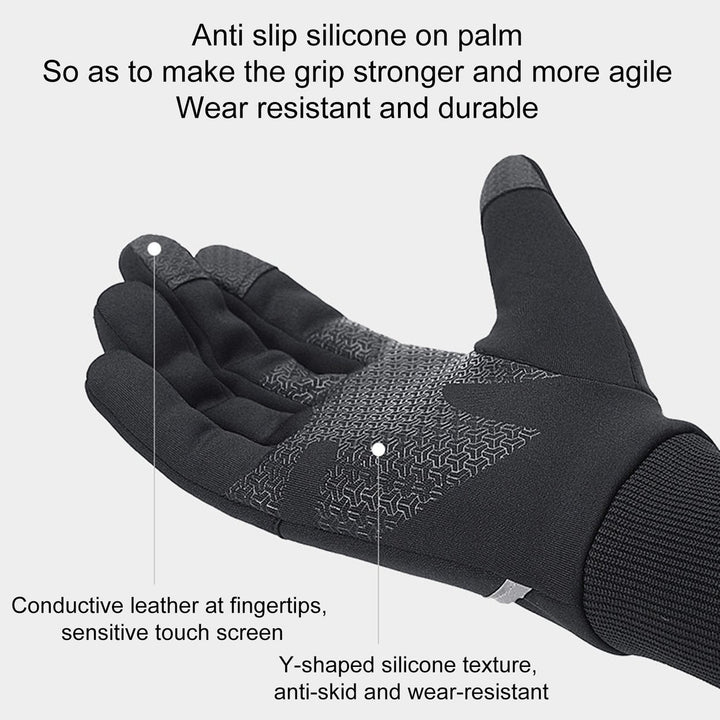 1 Pair Plush Lining Ribbed Cuffs Reflective Strip Men Gloves with Storage Bag Winter Windproof Touch Screen Non-slip Image 12