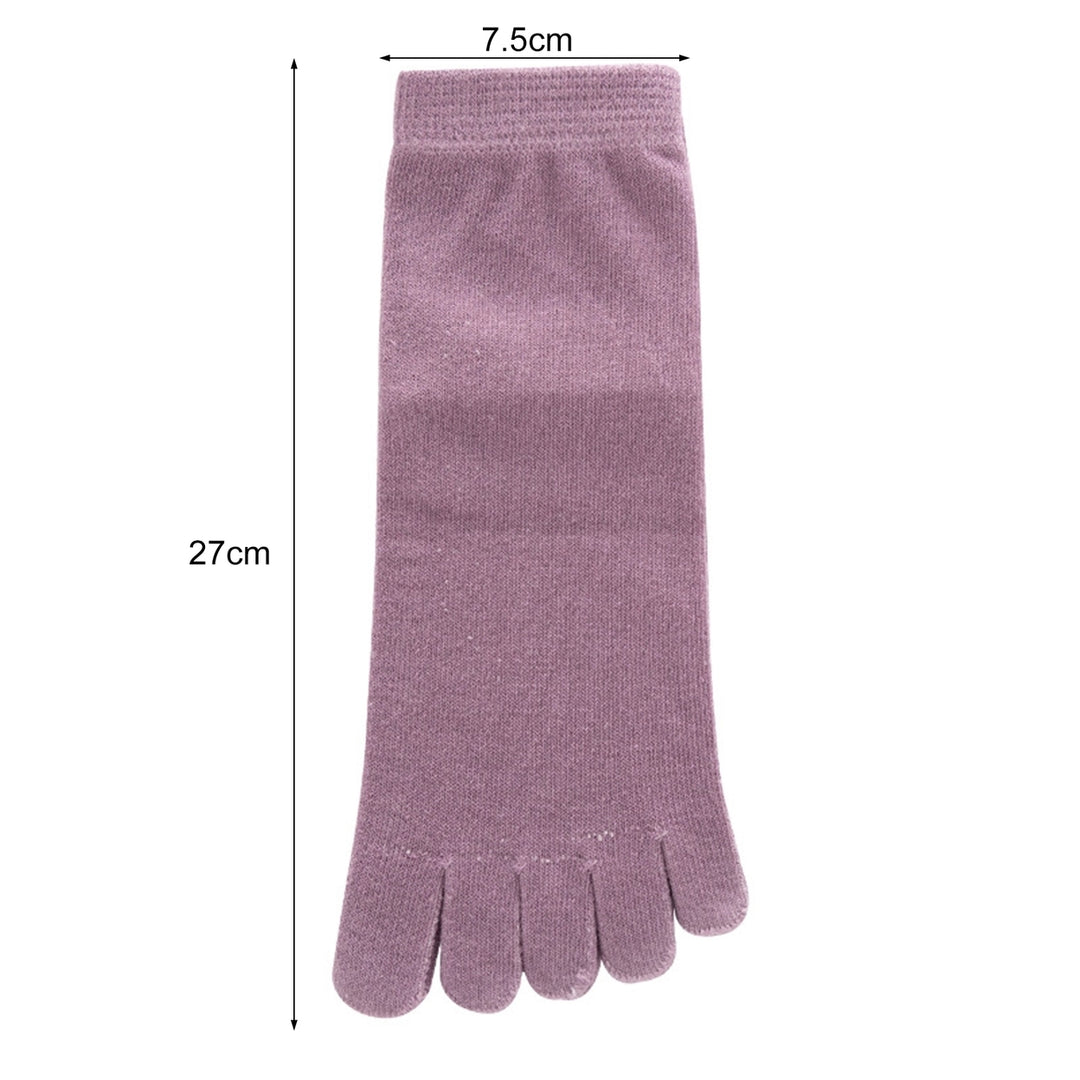 1 Pair Mid Tube Socks Sweat Absorption Breathable Soft Solid Color High Elasticity Keep Warm Non-Slip No Odor Image 12