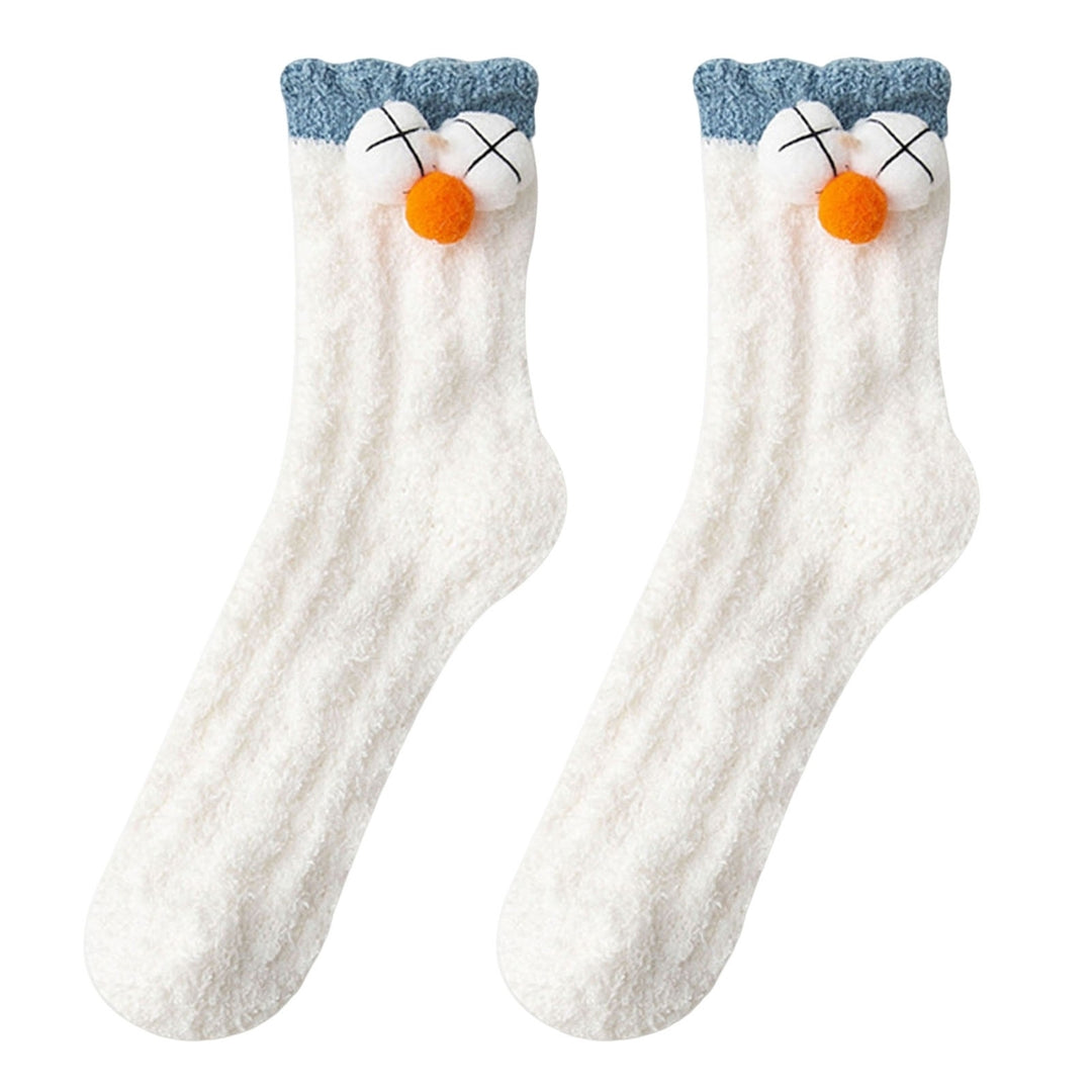 1 Pair Women Socks Lovely Thick Coral Fleece Mid-Tube Socks Keep Warm Various Styles Winter Christmas Home Floor Socks Image 3