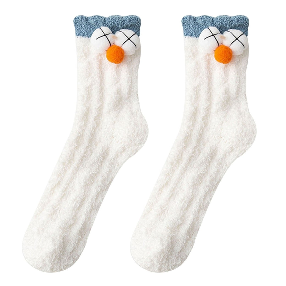 1 Pair Women Socks Lovely Thick Coral Fleece Mid-Tube Socks Keep Warm Various Styles Winter Christmas Home Floor Socks Image 1