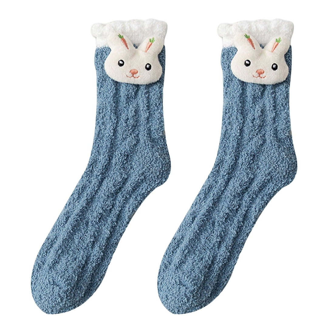1 Pair Women Socks Lovely Thick Coral Fleece Mid-Tube Socks Keep Warm Various Styles Winter Christmas Home Floor Socks Image 4