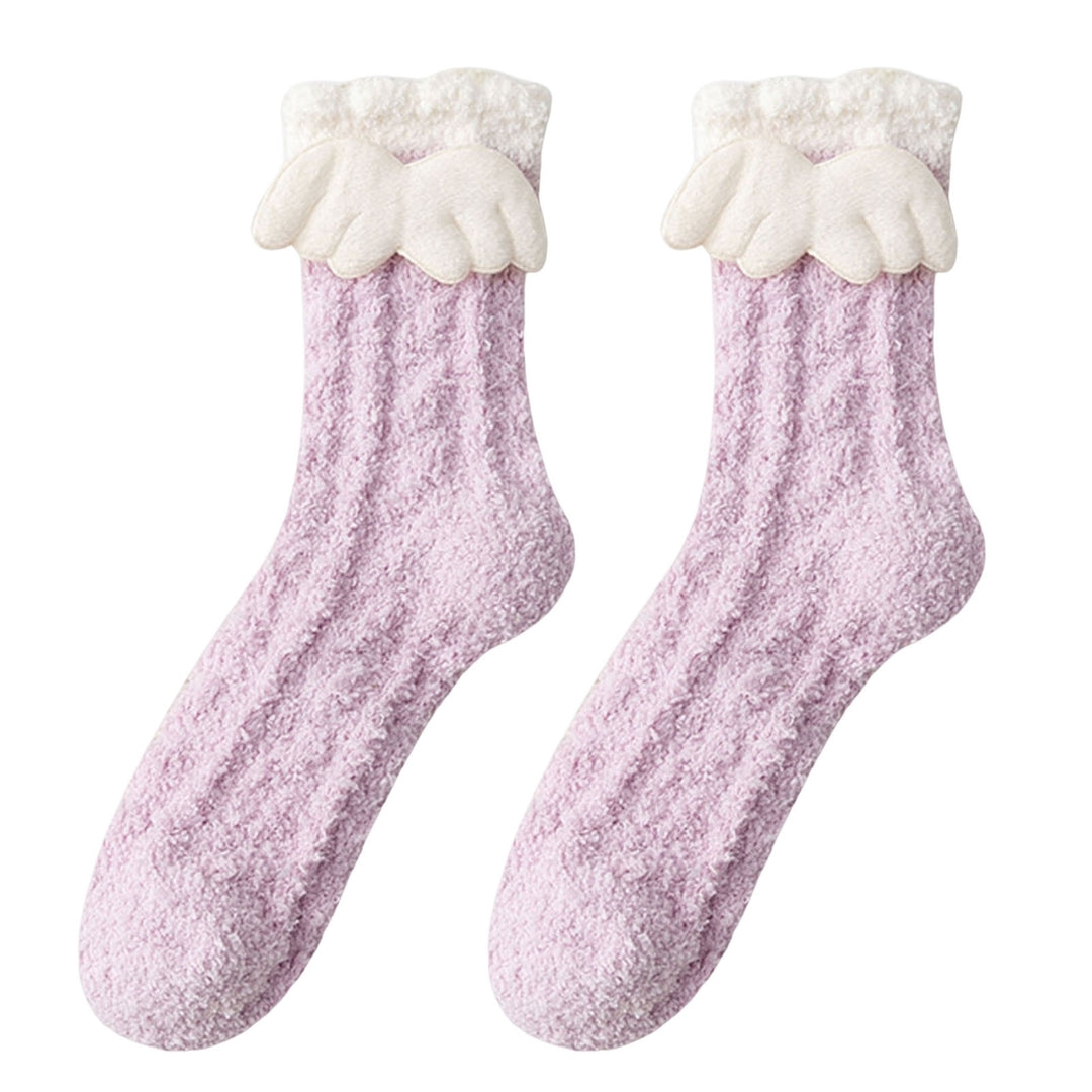 1 Pair Women Socks Lovely Thick Coral Fleece Mid-Tube Socks Keep Warm Various Styles Winter Christmas Home Floor Socks Image 4