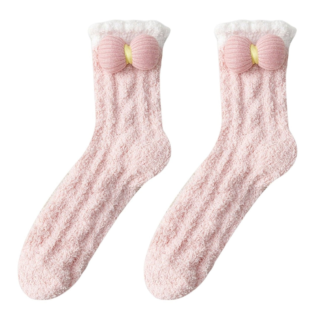 1 Pair Women Socks Lovely Thick Coral Fleece Mid-Tube Socks Keep Warm Various Styles Winter Christmas Home Floor Socks Image 1