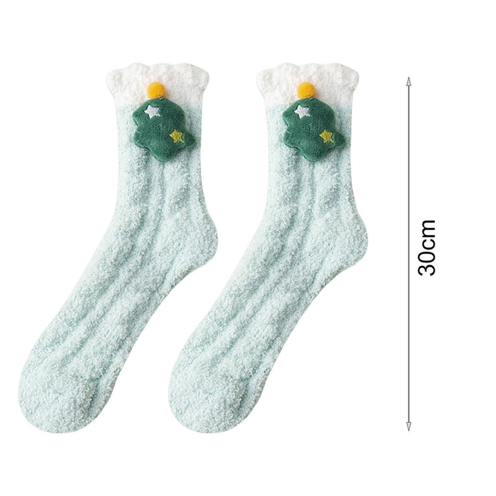 1 Pair Women Socks Lovely Thick Coral Fleece Mid-Tube Socks Keep Warm Various Styles Winter Christmas Home Floor Socks Image 12