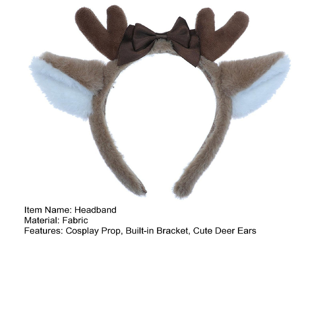 Deer Ears Hairband Plush Antler Ribbon Bow Built-in Bracket Halloween Christmas Prop Cosplay Party Animal Ears Hair Hoop Image 11