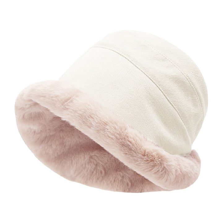 Winter Hat Solid Color Wide Brim Soft Casual Cap Thickened Keep Warm Head Wear Bucket Hat Plush Pot Cap Streetwear Women Image 1