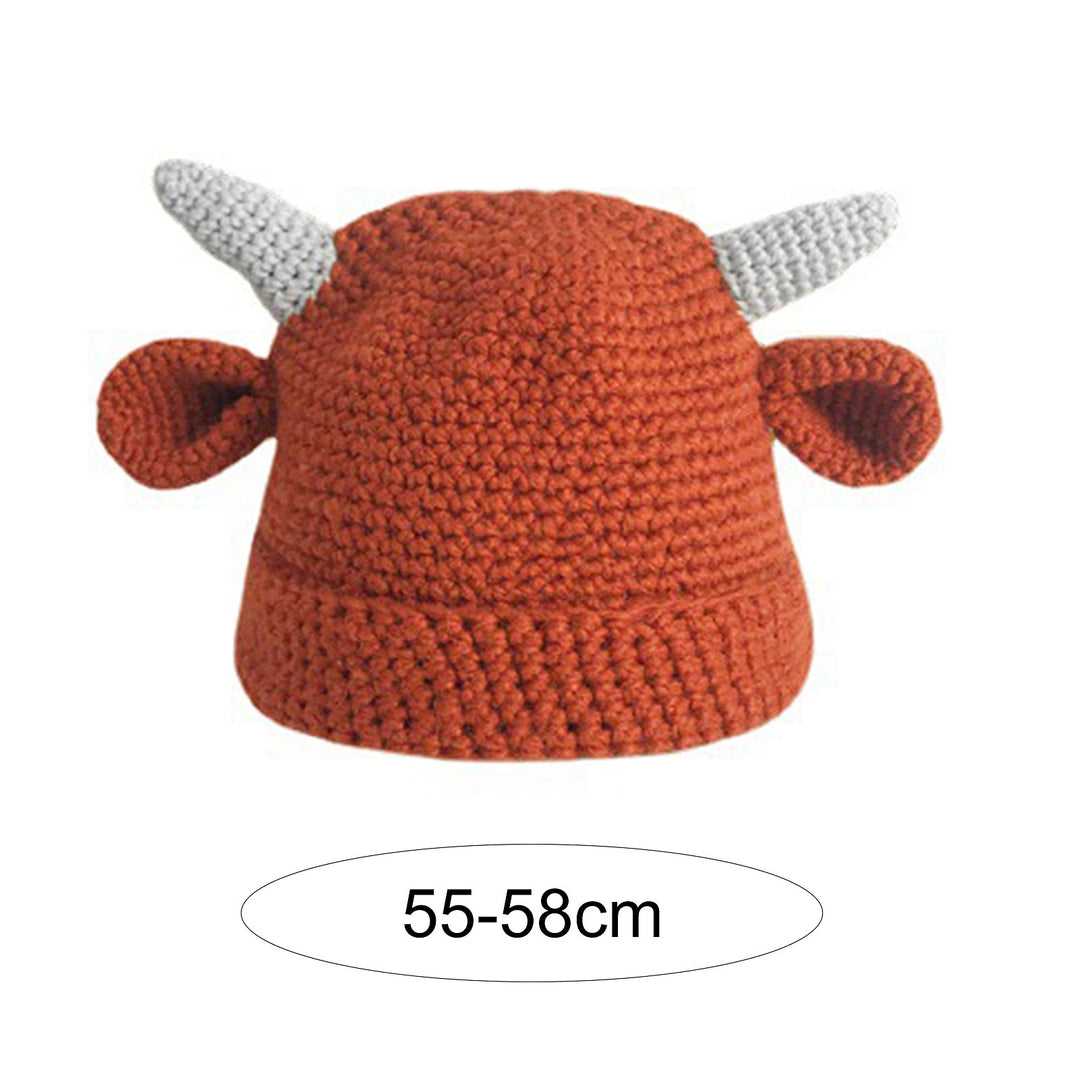 Knitted Hat Cow Horns Ears Handmade Thickened Flanging Comfortable Ear Protection Stretchy Autumn Winter Women Beanie Image 10