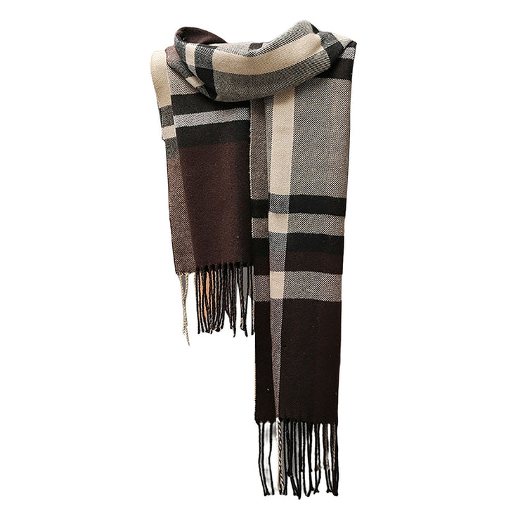 Men Scarf British Style Classic Plaid Fringed Tassels Soft Keep Warm Faux Cashmere Autumn Winter Adults Long Scarf for Image 2