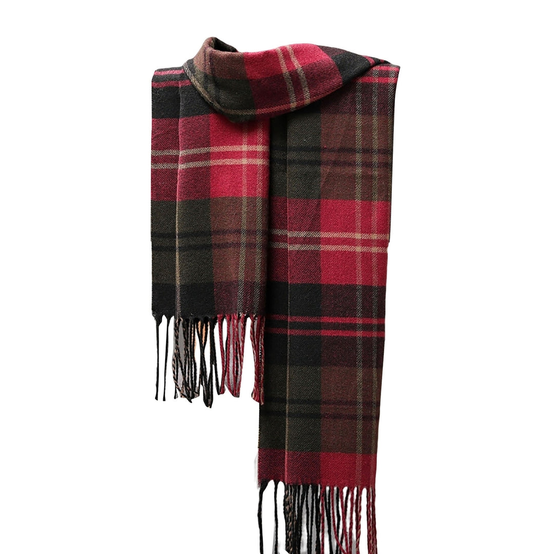 Men Scarf British Style Classic Plaid Fringed Tassels Soft Keep Warm Faux Cashmere Autumn Winter Adults Long Scarf for Image 3