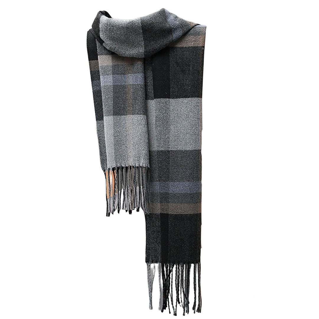 Men Scarf British Style Classic Plaid Fringed Tassels Soft Keep Warm Faux Cashmere Autumn Winter Adults Long Scarf for Image 4