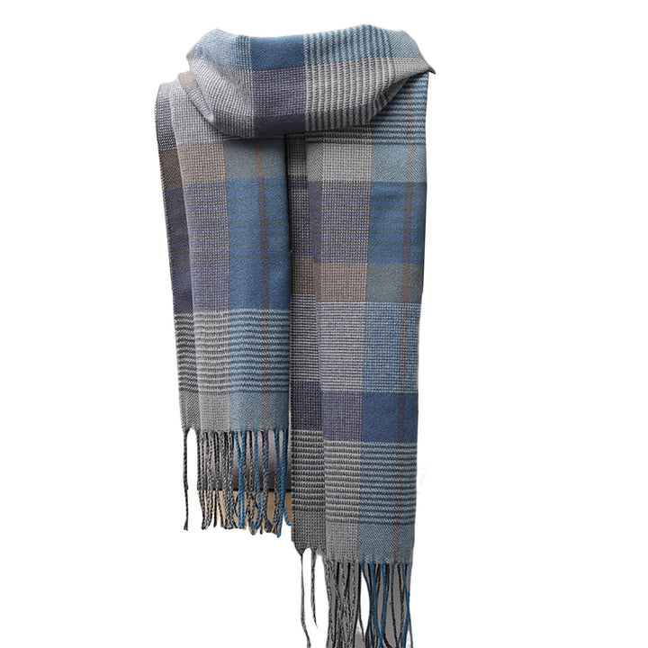 Men Scarf British Style Classic Plaid Fringed Tassels Soft Keep Warm Faux Cashmere Autumn Winter Adults Long Scarf for Image 4