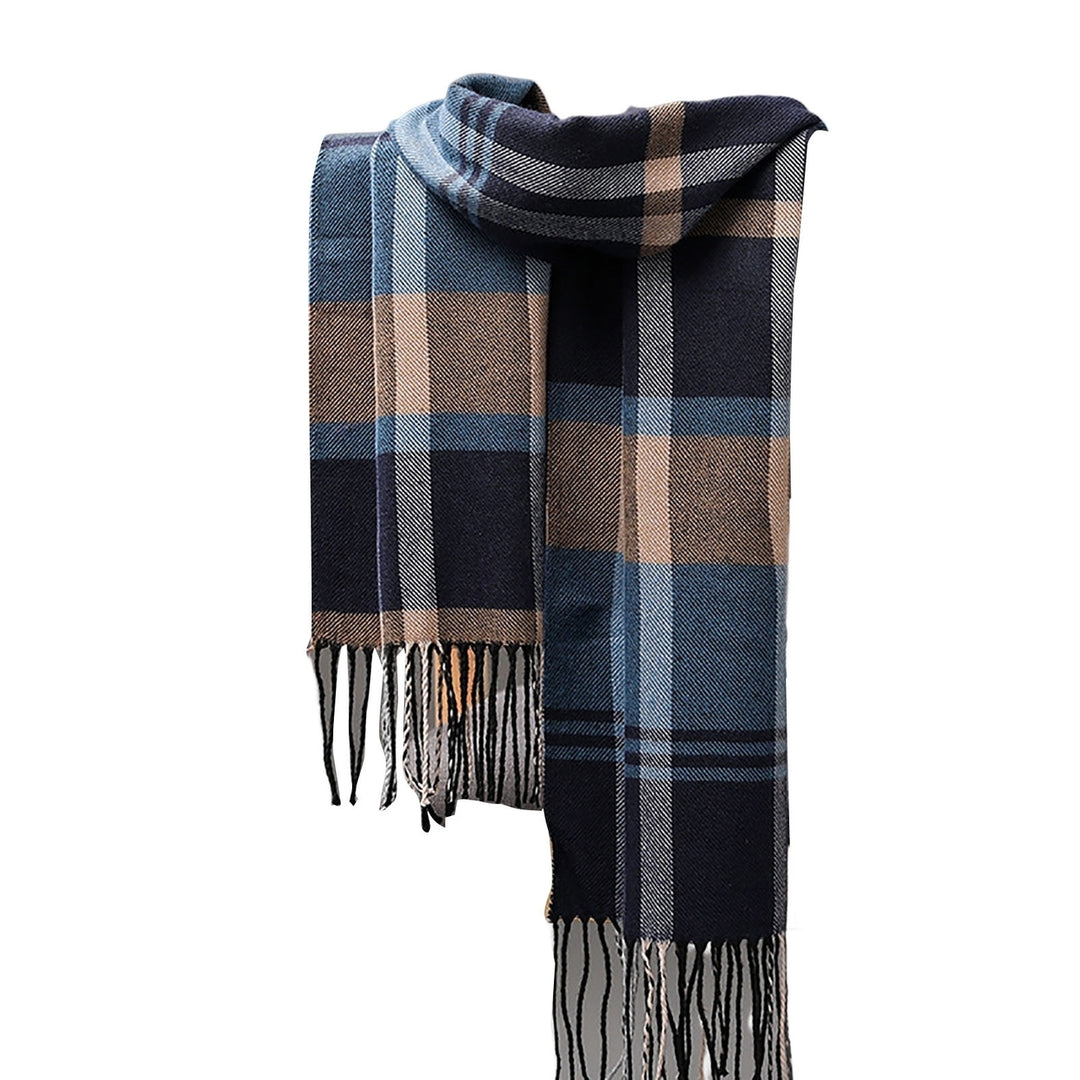 Men Scarf British Style Classic Plaid Fringed Tassels Soft Keep Warm Faux Cashmere Autumn Winter Adults Long Scarf for Image 6