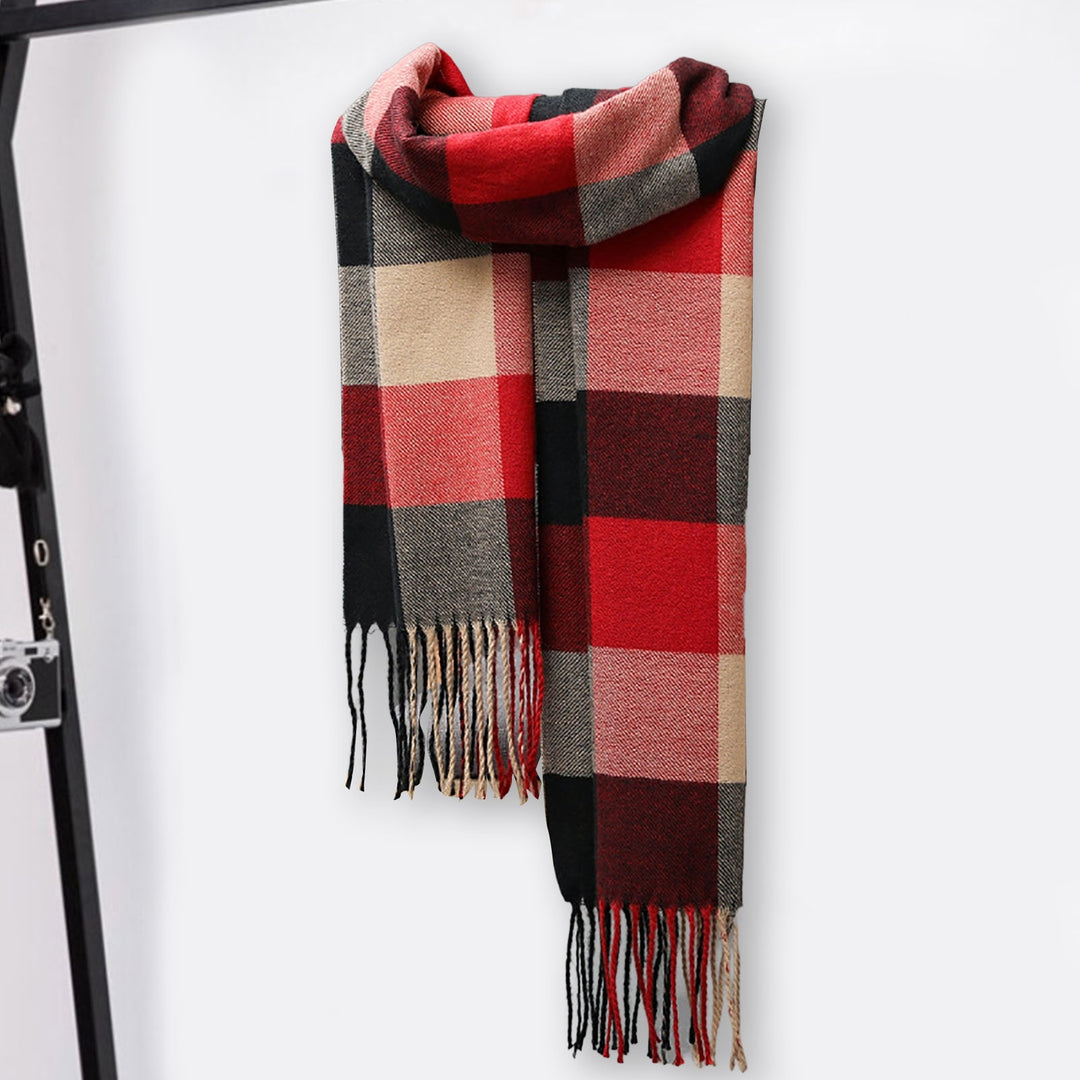 Men Scarf British Style Classic Plaid Fringed Tassels Soft Keep Warm Faux Cashmere Autumn Winter Adults Long Scarf for Image 9