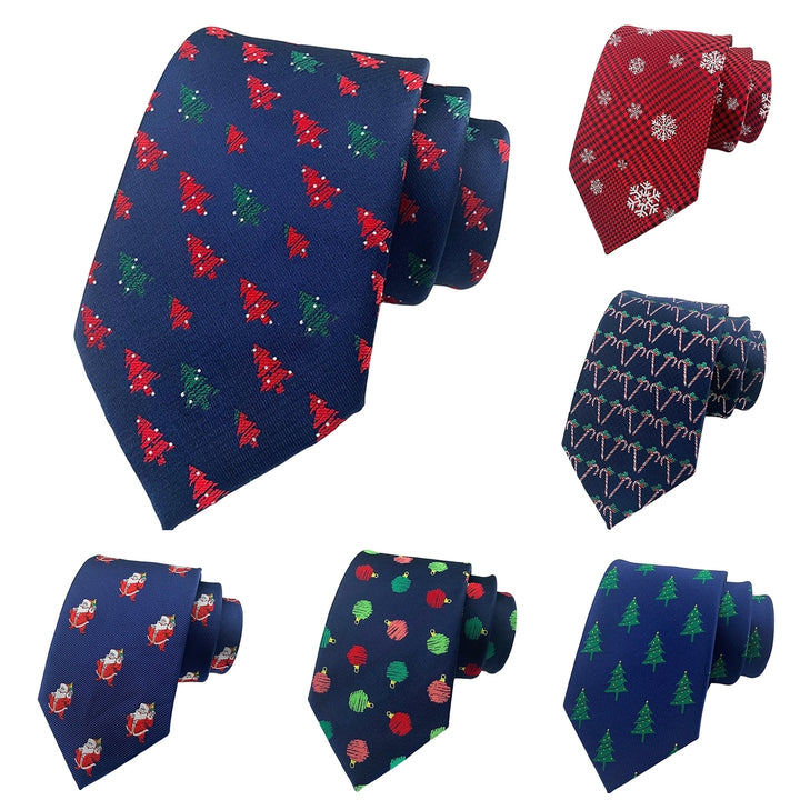 Christmas Tie Anti-wrinkle Wide Exquisite Adjustable Festive Gift Smooth Surface Snowflake Gift Box Xmas Tie for Dating Image 1