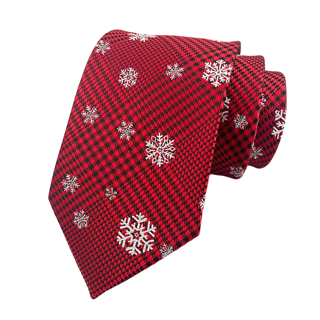 Christmas Tie Anti-wrinkle Wide Exquisite Adjustable Festive Gift Smooth Surface Snowflake Gift Box Xmas Tie for Dating Image 3