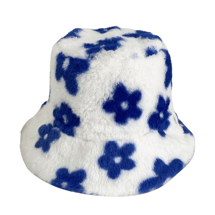 Bucket Hat Flower Pattern Thickened Fuzzy Plush Casual Ears Protection Korean Style Autumn Winter Thermal Ladies Image 6