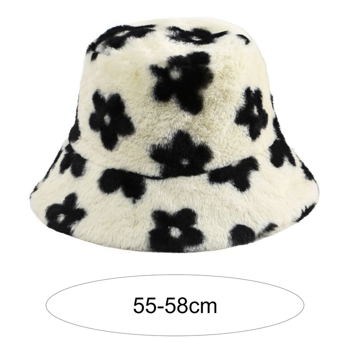 Bucket Hat Flower Pattern Thickened Fuzzy Plush Casual Ears Protection Korean Style Autumn Winter Thermal Ladies Image 10