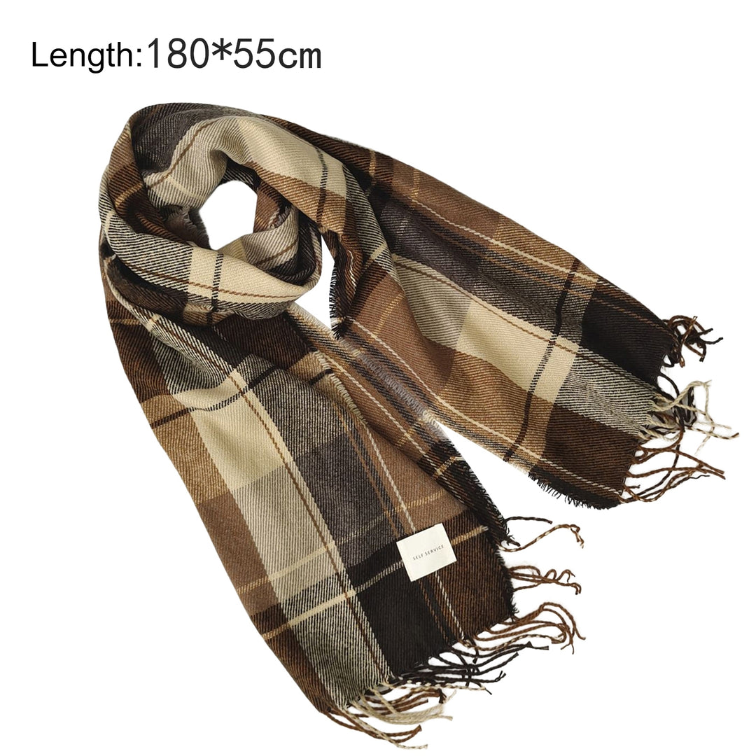 Women Scarf Fringed Tassels Classic Plaid Letter Label Soft Keep Warm Comfortable Winter Thermal Girls Scarf Shawl Wrap Image 7