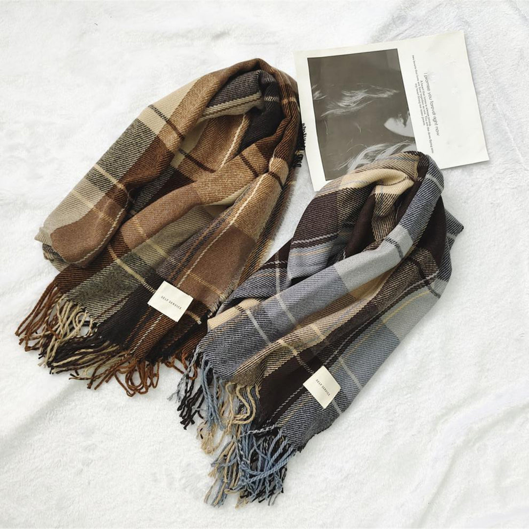 Women Scarf Fringed Tassels Classic Plaid Letter Label Soft Keep Warm Comfortable Winter Thermal Girls Scarf Shawl Wrap Image 10