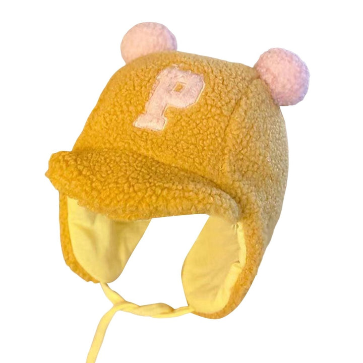 Earflap Hat Pompoms Letter Embroidery Lace-Up with Rope Cute Ears Protection Soft Autumn Winter Girls Boys Trapper Ski Image 1