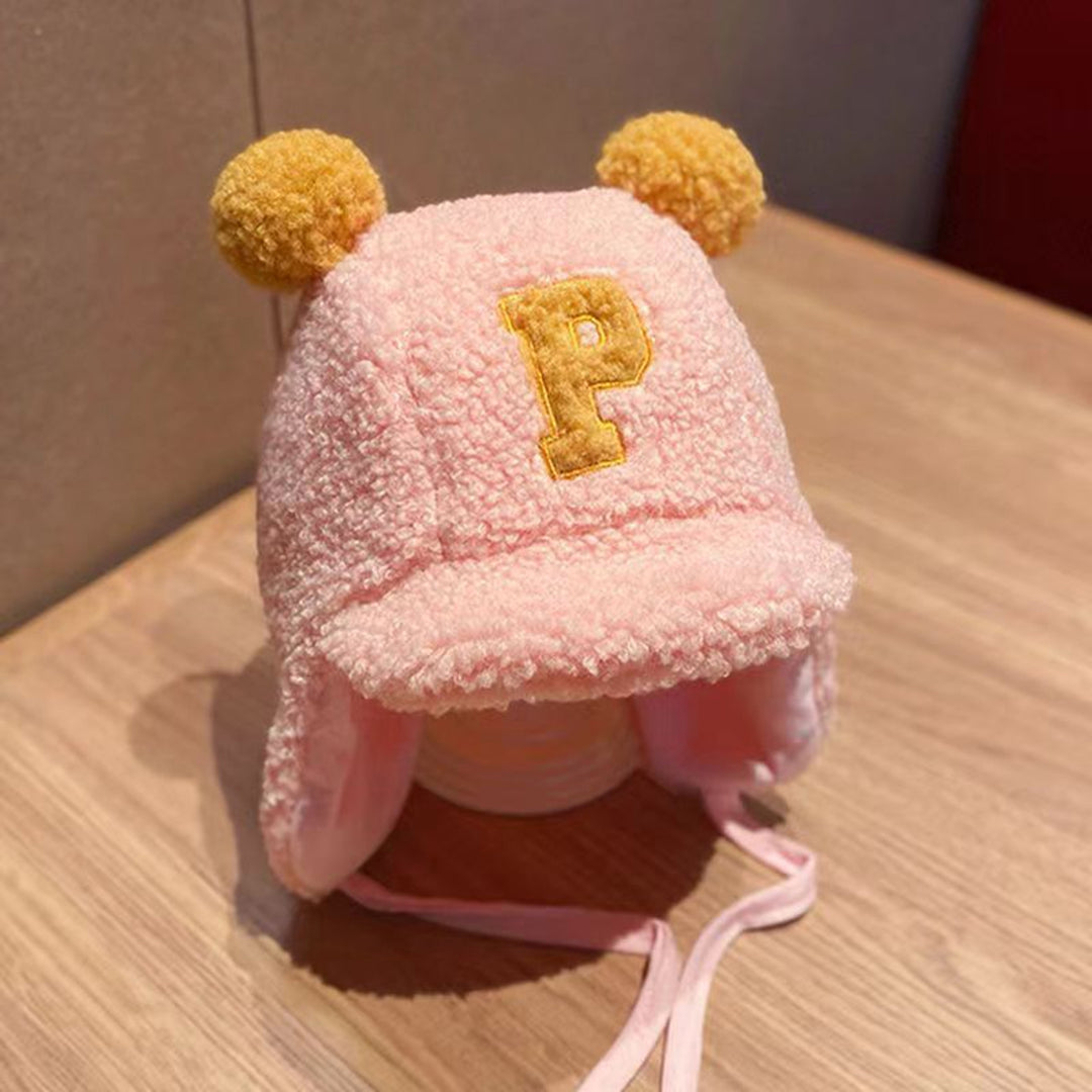 Earflap Hat Pompoms Letter Embroidery Lace-Up with Rope Cute Ears Protection Soft Autumn Winter Girls Boys Trapper Ski Image 8