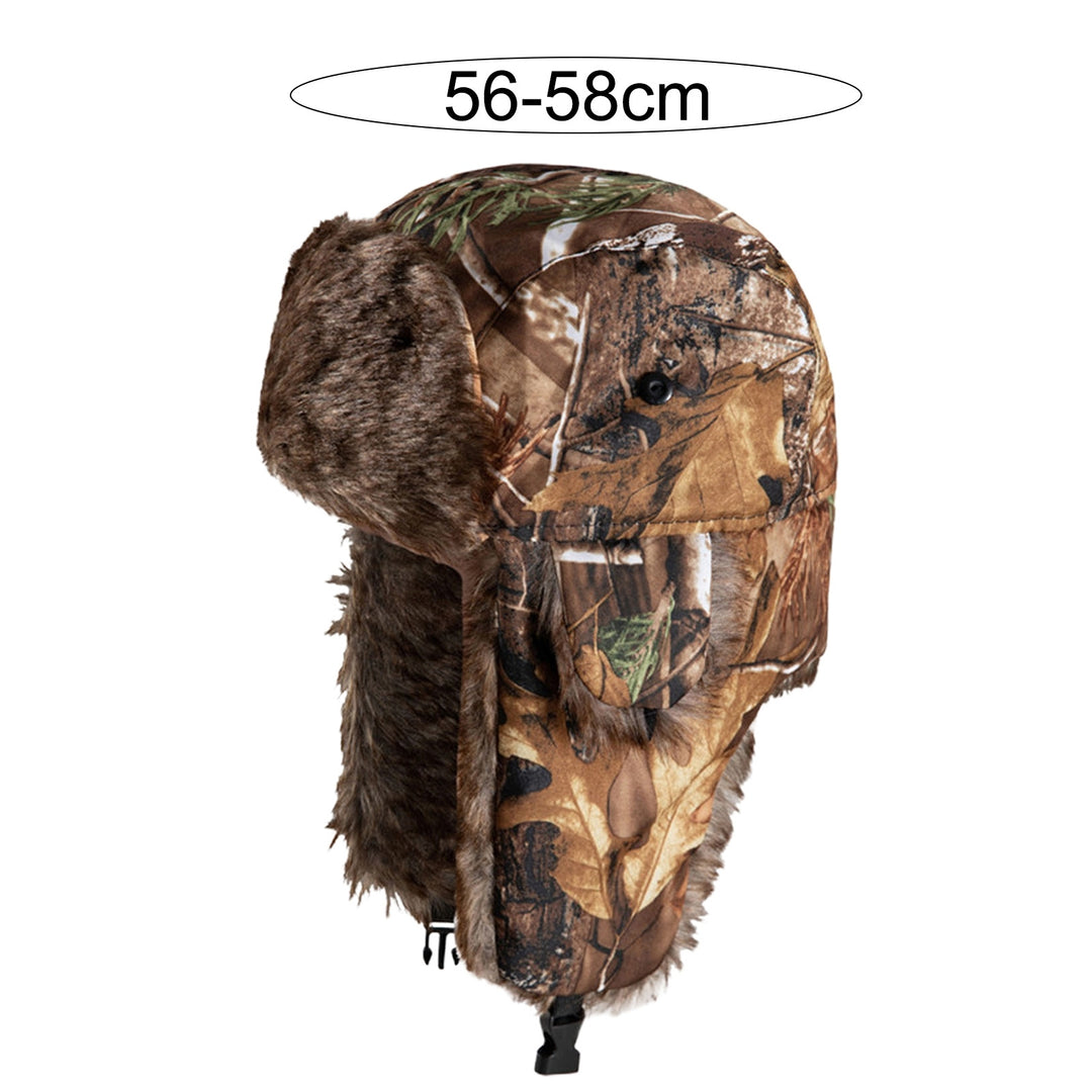 Unisex Cap Camouflage Plush Lining Ear Protection Brimless Windproof Autumn Winter Thicken Riding Trapper Hat for Image 8