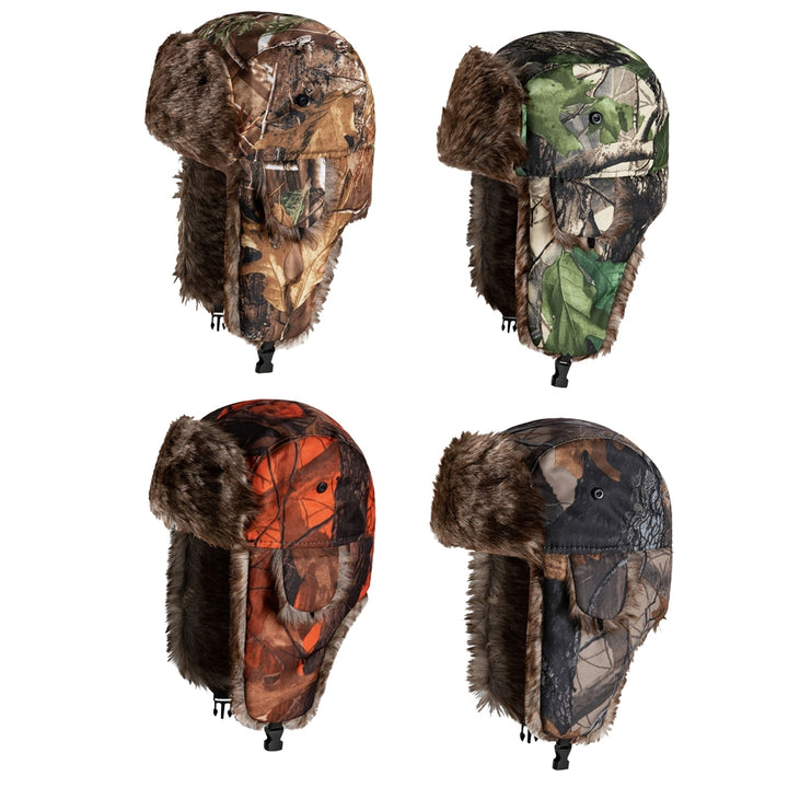 Unisex Cap Camouflage Plush Lining Ear Protection Brimless Windproof Autumn Winter Thicken Riding Trapper Hat for Image 12