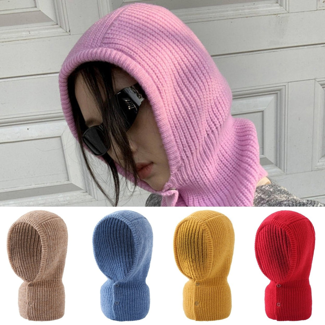 Women Hat 2 in 1 Stretchy Soft Thickened Comfortable Keep Warm Solid Color Winter Thermal Men Women Knit Neck Warmer Cap Image 1