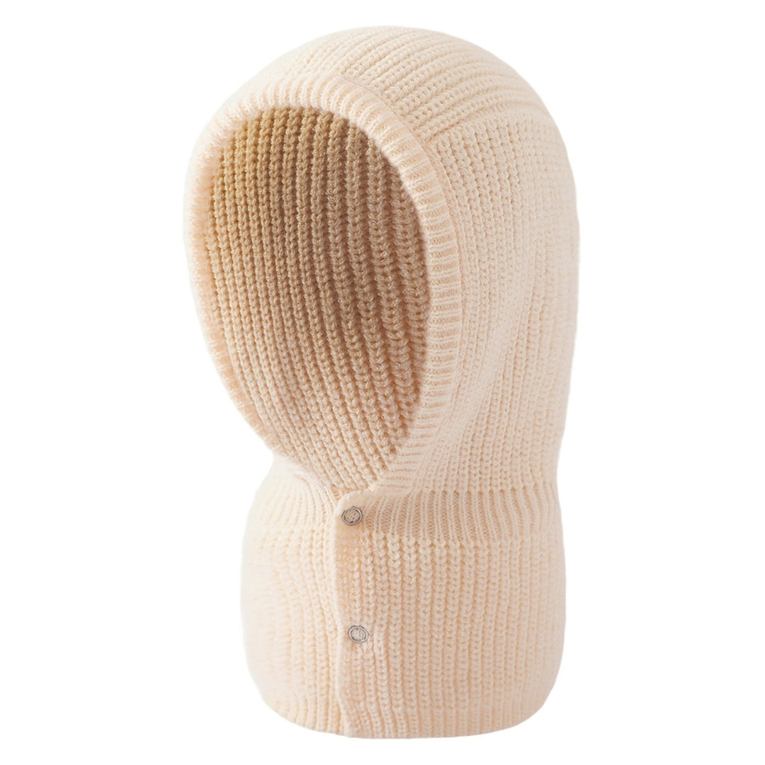 Women Hat 2 in 1 Stretchy Soft Thickened Comfortable Keep Warm Solid Color Winter Thermal Men Women Knit Neck Warmer Cap Image 7