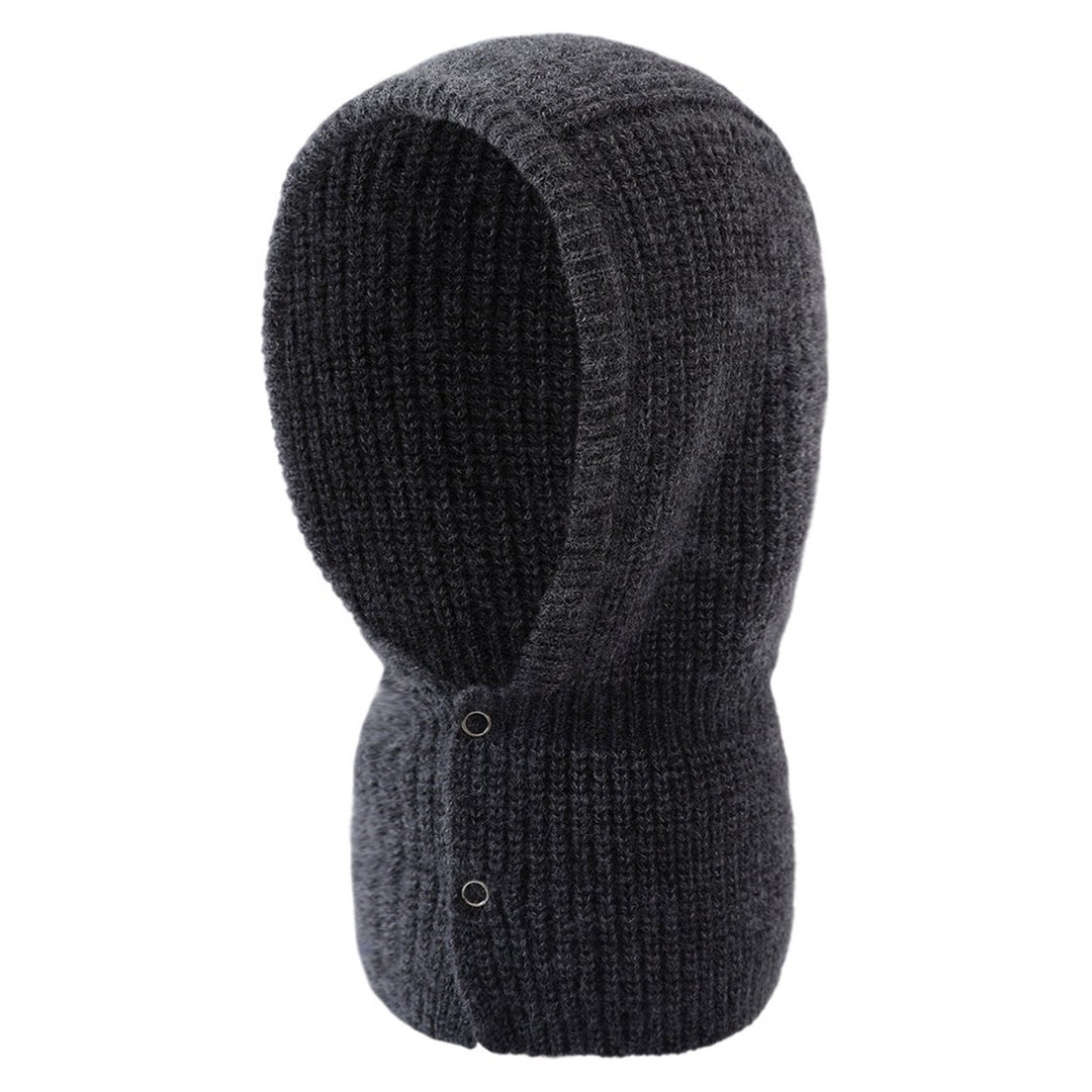 Women Hat 2 in 1 Stretchy Soft Thickened Comfortable Keep Warm Solid Color Winter Thermal Men Women Knit Neck Warmer Cap Image 1