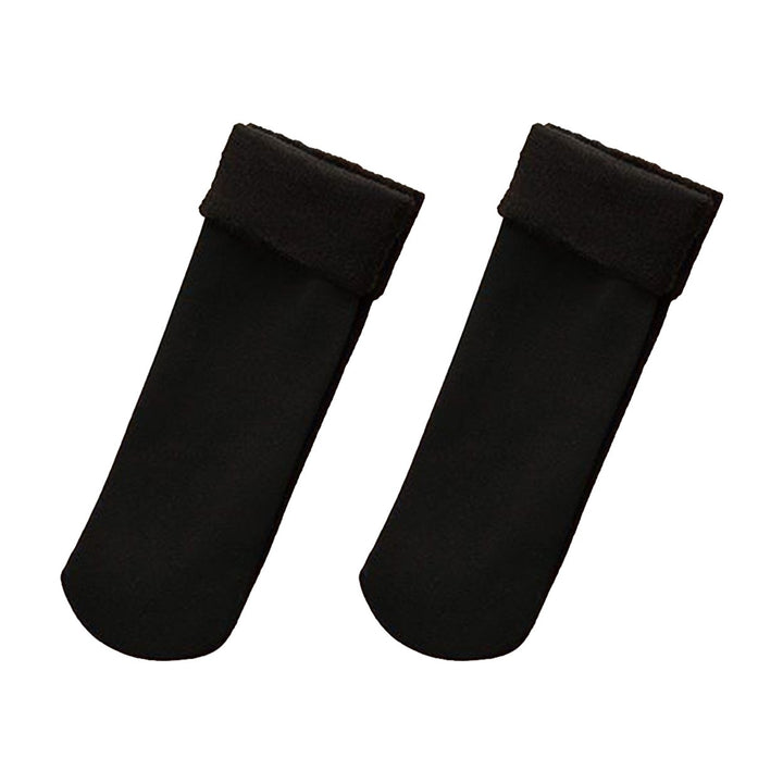 1 Pair Mid-Tube Plush Lining High Elasticity Women Socks Winter Solid Color Warm Thickened Thermal Socks Daily Wear Image 1