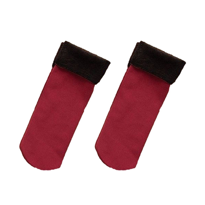 1 Pair Mid-Tube Plush Lining High Elasticity Women Socks Winter Solid Color Warm Thickened Thermal Socks Daily Wear Image 3