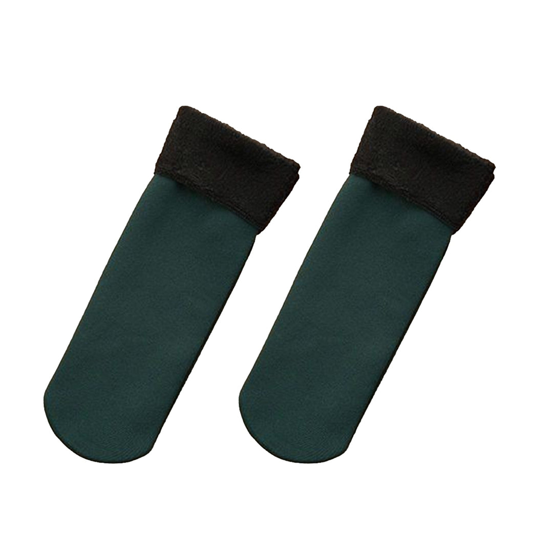 1 Pair Mid-Tube Plush Lining High Elasticity Women Socks Winter Solid Color Warm Thickened Thermal Socks Daily Wear Image 4