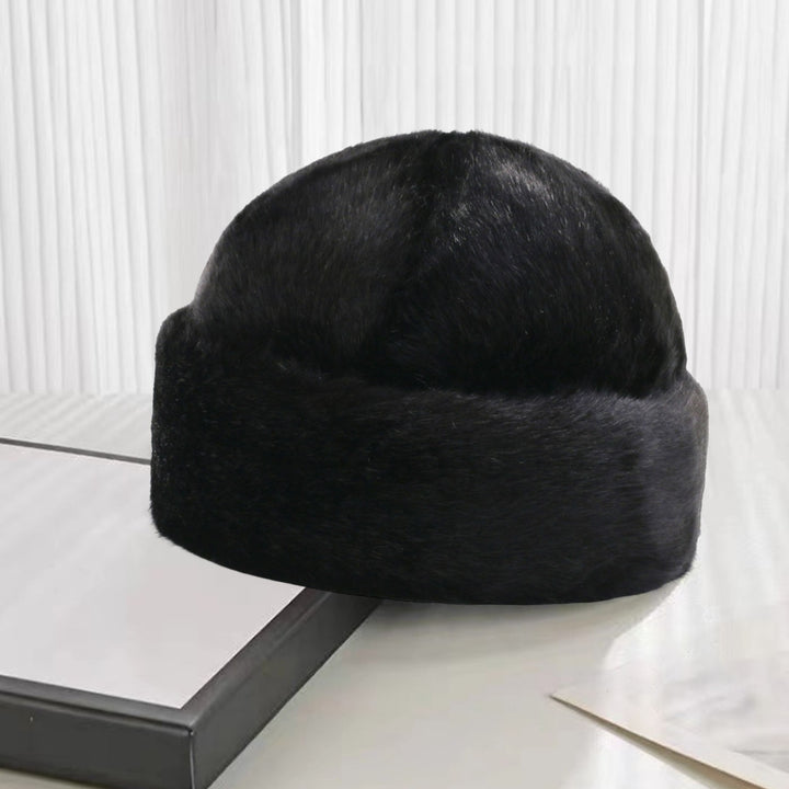 Winter Hat No Brim Ergonomic Keep Warm Padded Thickened Winter Wear Imitation Mink Winter Head Plush President Hat for Image 4