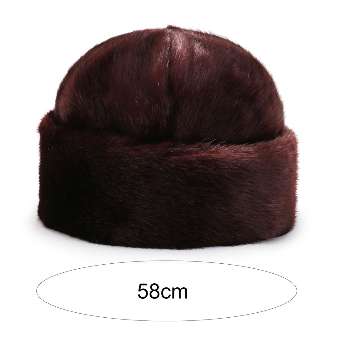 Winter Hat No Brim Ergonomic Keep Warm Padded Thickened Winter Wear Imitation Mink Winter Head Plush President Hat for Image 6