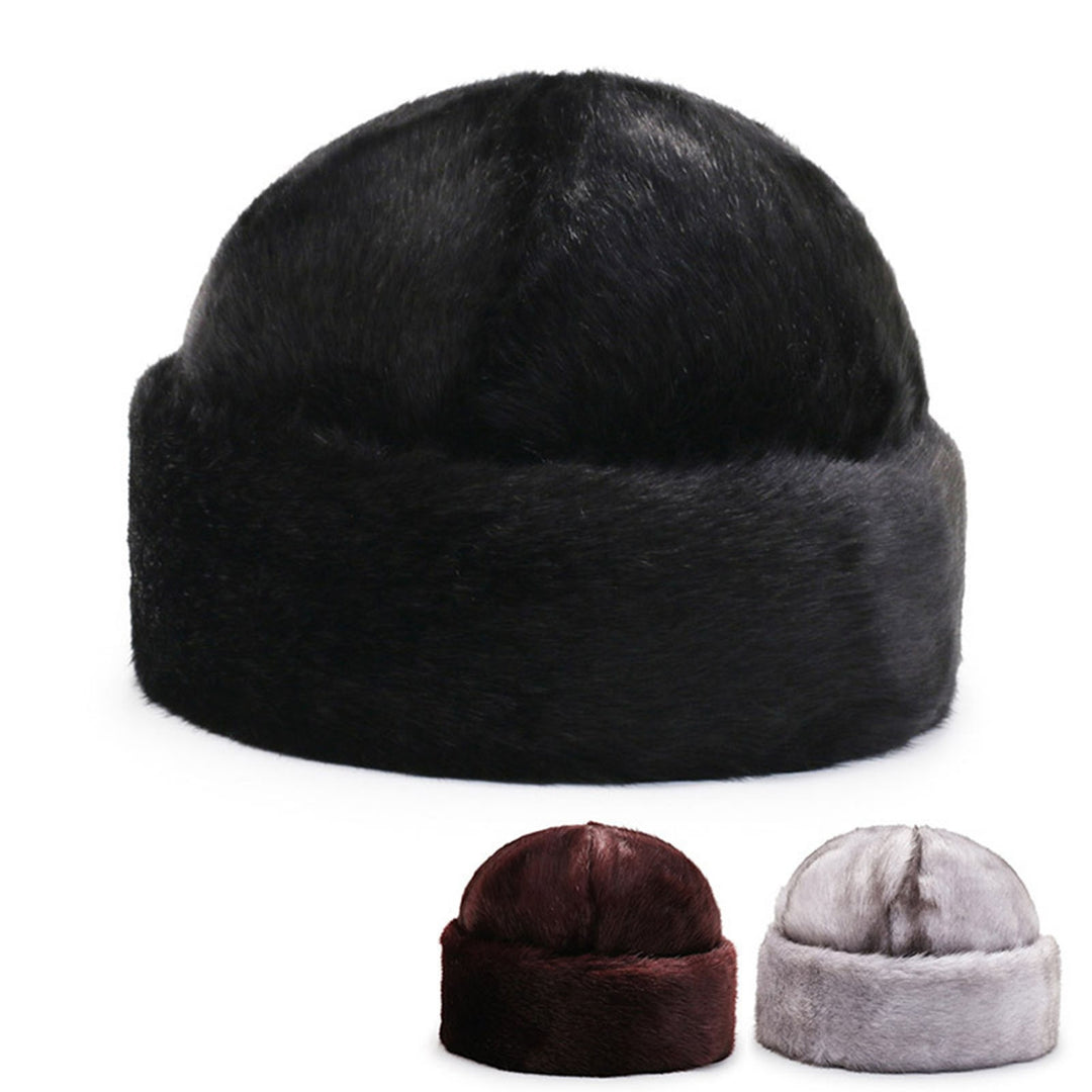 Winter Hat No Brim Ergonomic Keep Warm Padded Thickened Winter Wear Imitation Mink Winter Head Plush President Hat for Image 7