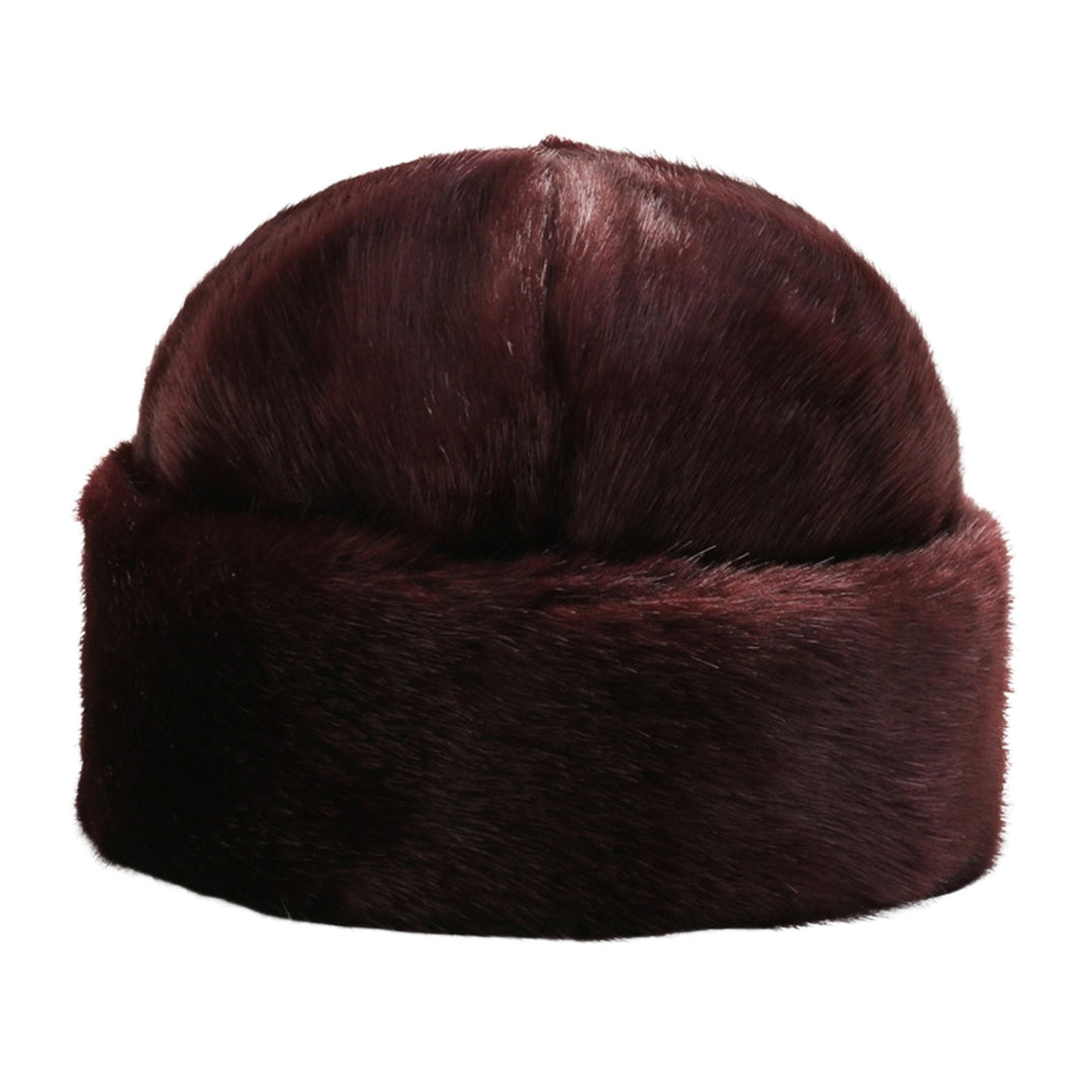 Winter Hat No Brim Ergonomic Keep Warm Padded Thickened Winter Wear Imitation Mink Winter Head Plush President Hat for Image 12